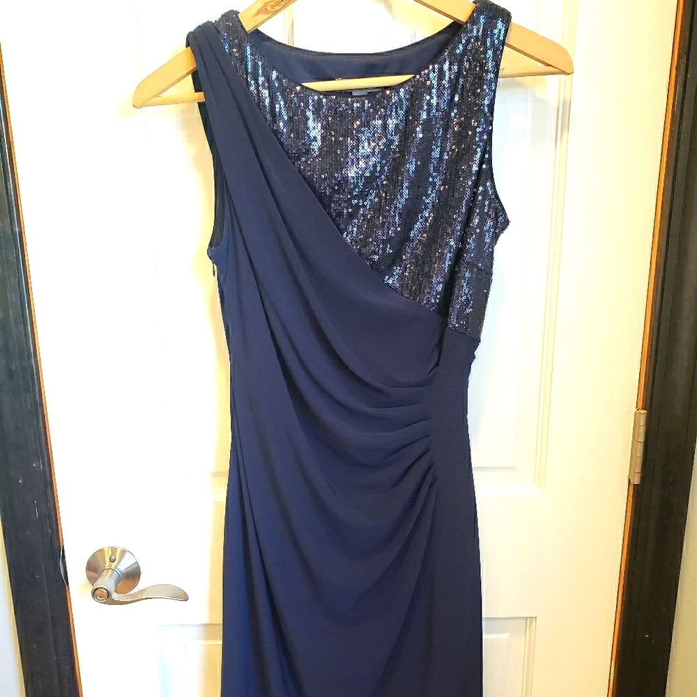 Sequin Navy Cocktail Dress, Bump Friendly